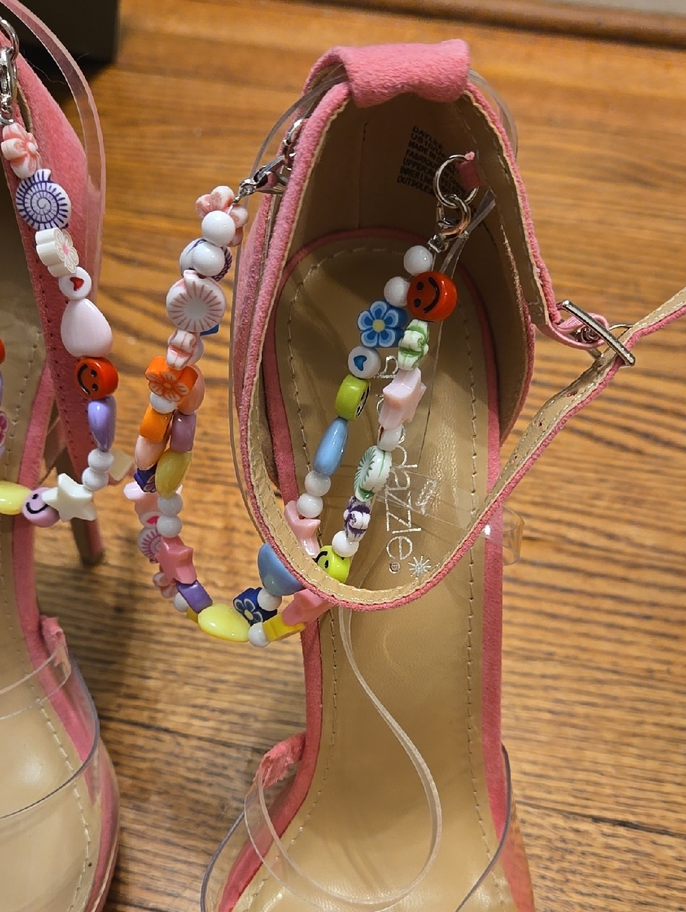 Barbie Bumble Gum Pink Clear Charm Straps Sky High Stilleto Platform Heels 10 - Picture 6 of 9